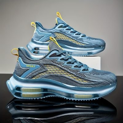 Men??s Trendy Woven Knit Breathable Running Shoes With Air Cushion, Comfy Non Slip Durable Sneakers For Men??s Outdoor Activities