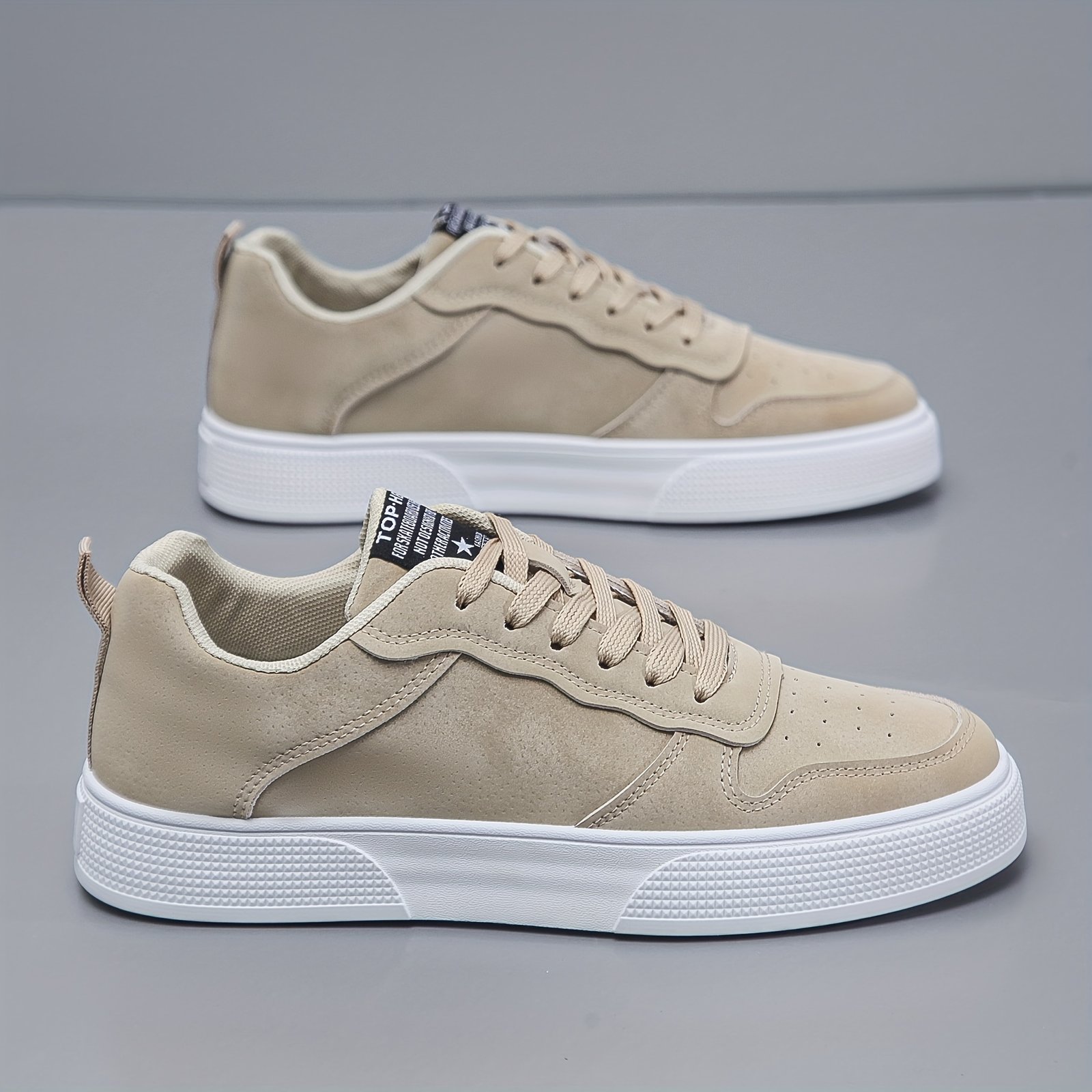 Men??s Trendy Solid Colour Low Top Skateboard Shoes, Comfy Non Slip Casual Lace Up Sneakers For Men??s Outdoor Activities - Image 5