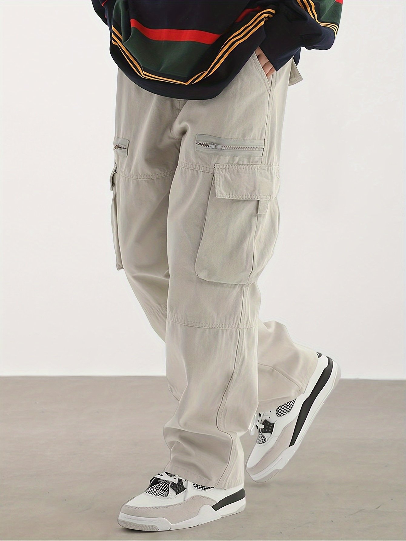 Men??s Casual Drawstring Pants With Stylish Flap Pockets And Multi-Pocket Design, Comfortable And Fashionable ?C Perfect For Outdoor Activities, Relaxed Fit Style