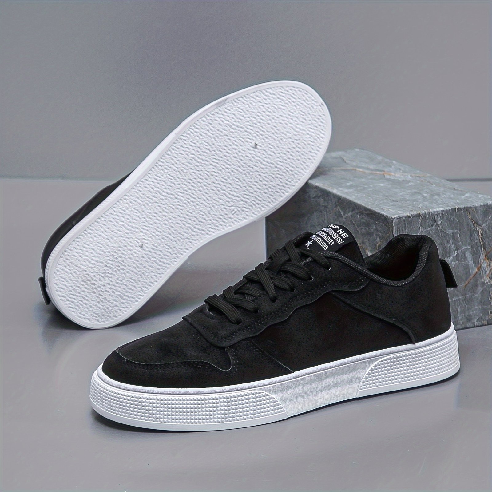Men??s Trendy Solid Colour Low Top Skateboard Shoes, Comfy Non Slip Casual Lace Up Sneakers For Men??s Outdoor Activities - Image 8