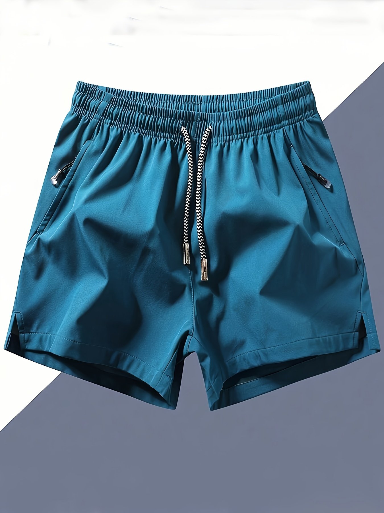 Men??s Three-piece Set Of Solid Color Shorts With Drawstring And Pockets, Casual And Comfy Shorts For Summer Fitness And Outdoors Activities - Image 10