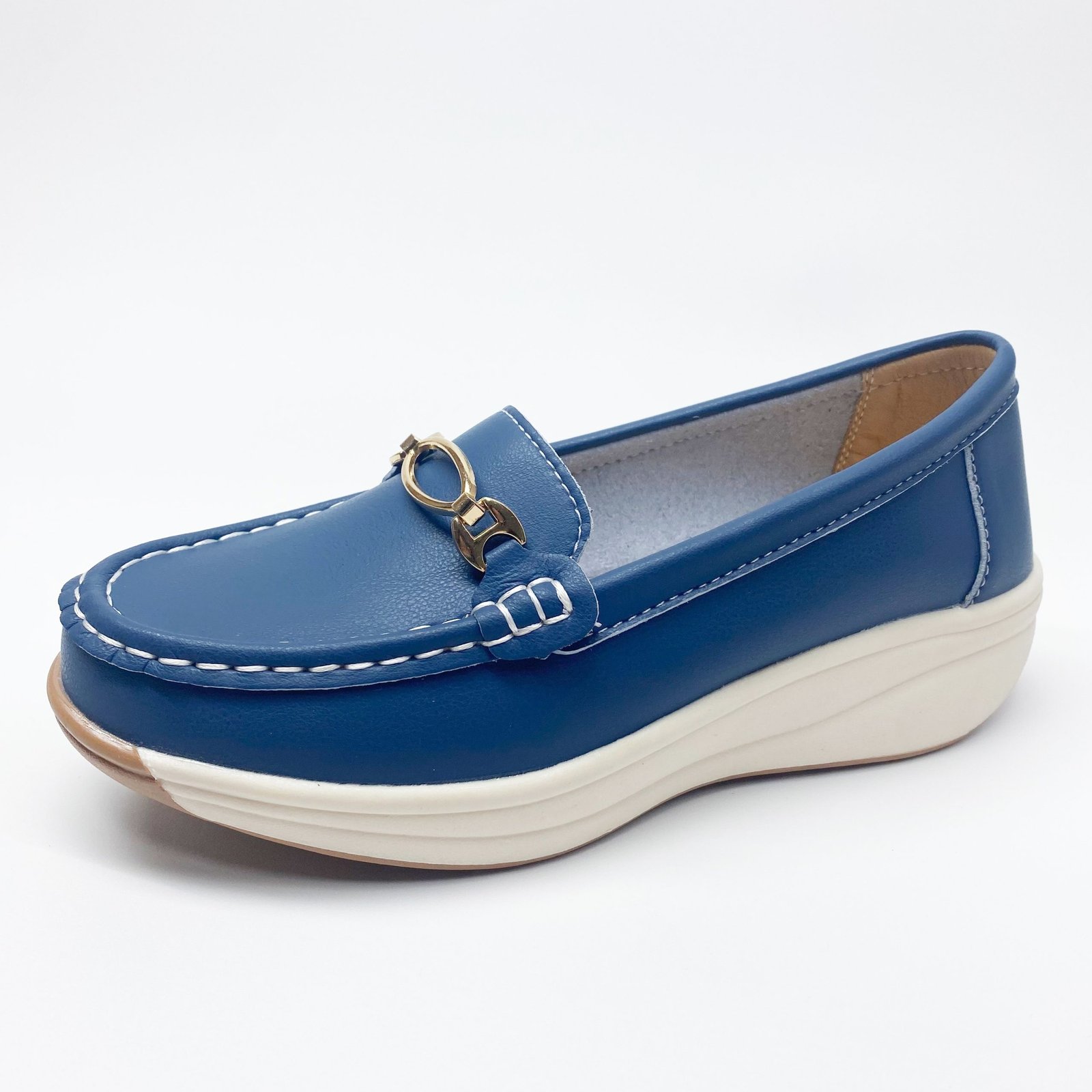 Women??s Casual Loafers, Metallic Buckle Decor Slip On Shoes, Casual Comfortable Soft Sole Walking Shoes - Image 5