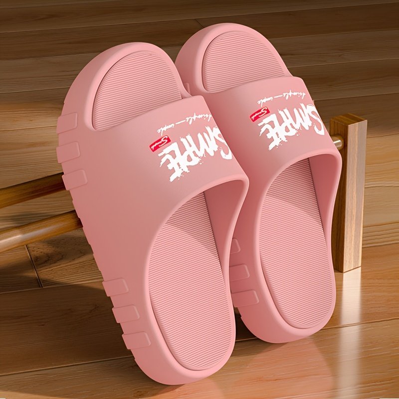Letter Print EVA Pillow Slides, Lightweight Soft Sole Comfort Home Shower Slides, Non-slip Beach Slides - Image 8