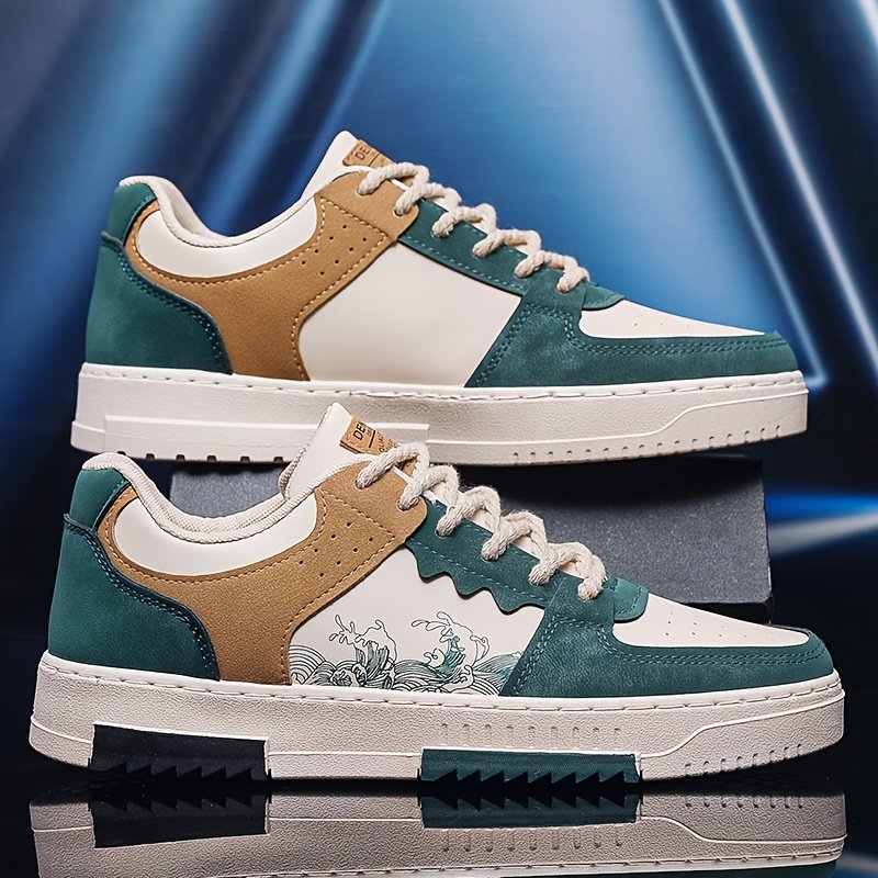 Men??s Trendy Street Style Wave Pattern Low Top Skateboard Shoes, Comfy Non Slip Lace Up Sneakers For Men??s Outdoor Activities - Image 11