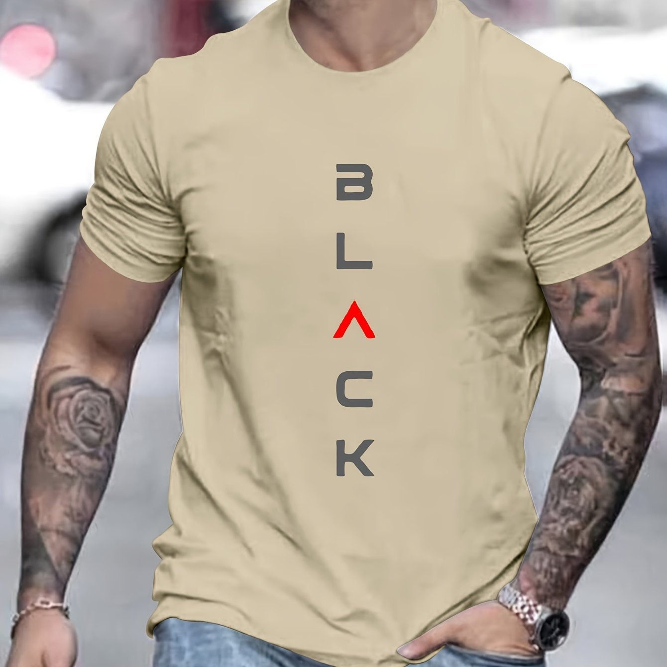 Men??s Dark Printing Print Sports Casual Commuting All-match Short-Sleeve T-shirt Side-by-side Optional - Image 3