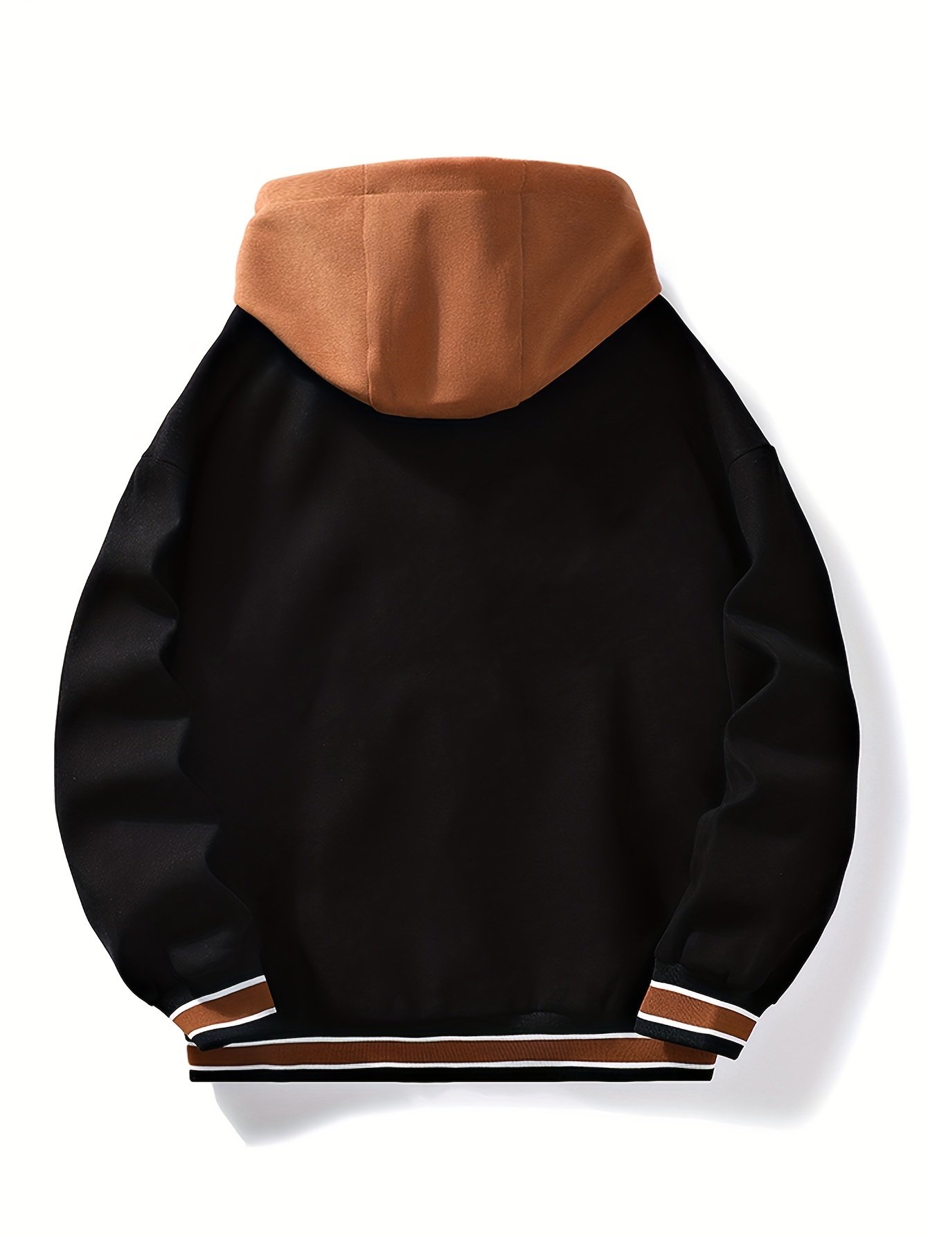 Men??s Casual Hooded Varsity Jacket, Street Style Letter Print Jacket For School - Image 5