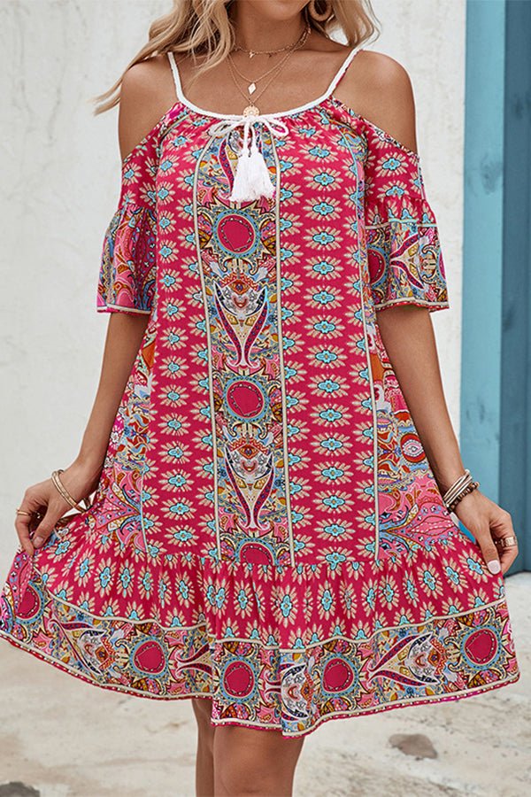 Bohemia Print Off The Shoulder Loose Style Dress - Image 3
