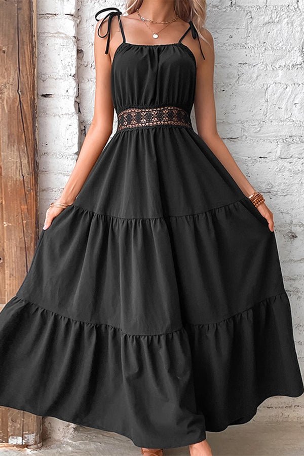 Solid Color Hollow Waist Casual Dress - Image 5