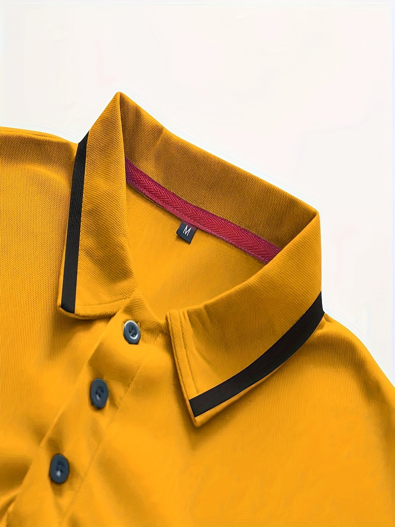 Breathable Regular Fit Men??s Chic Contrast Binding Short Sleeve Golf Shirt With Chest Pocket For Summer, Men??s Clothing - Image 13