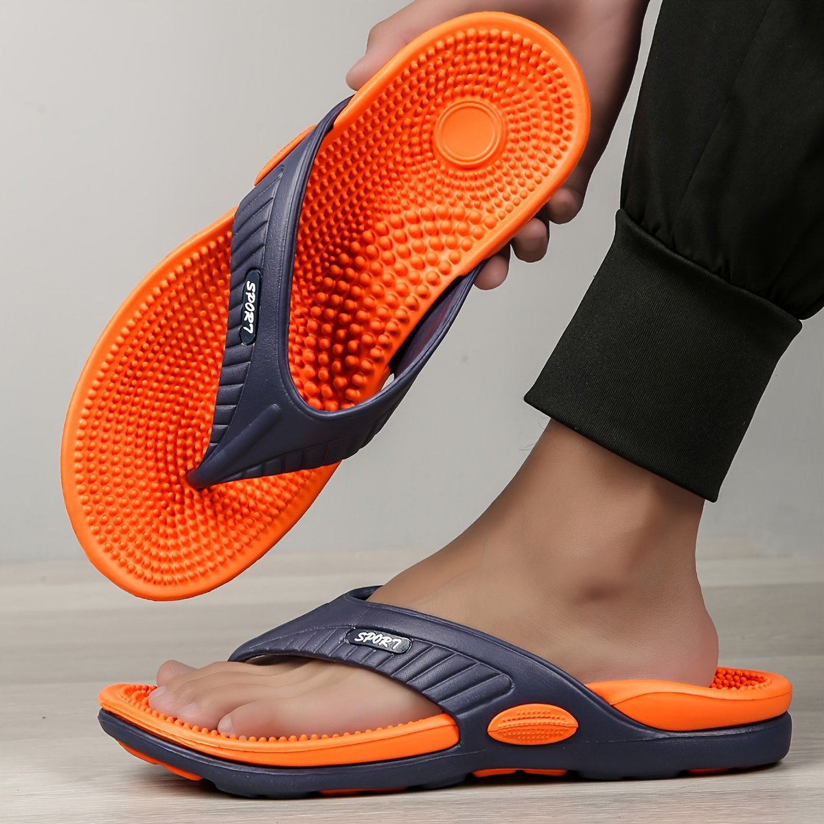 Men Acupressure Massage Reflexology Flip Flops Shock Absorption Lightweight Non Slip Thong Sandals For Indoor Outdoor Beach Summer - Image 6