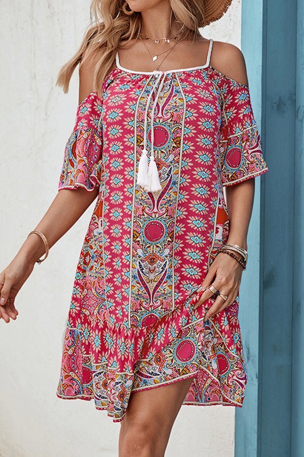 Bohemia Print Off The Shoulder Loose Style Dress - Image 2