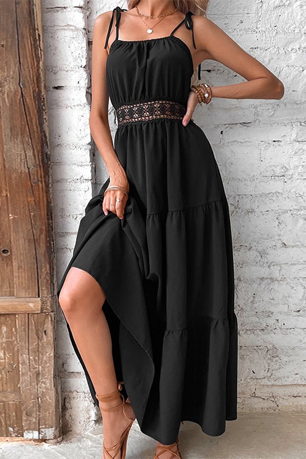 Solid Color Hollow Waist Casual Dress - Image 2