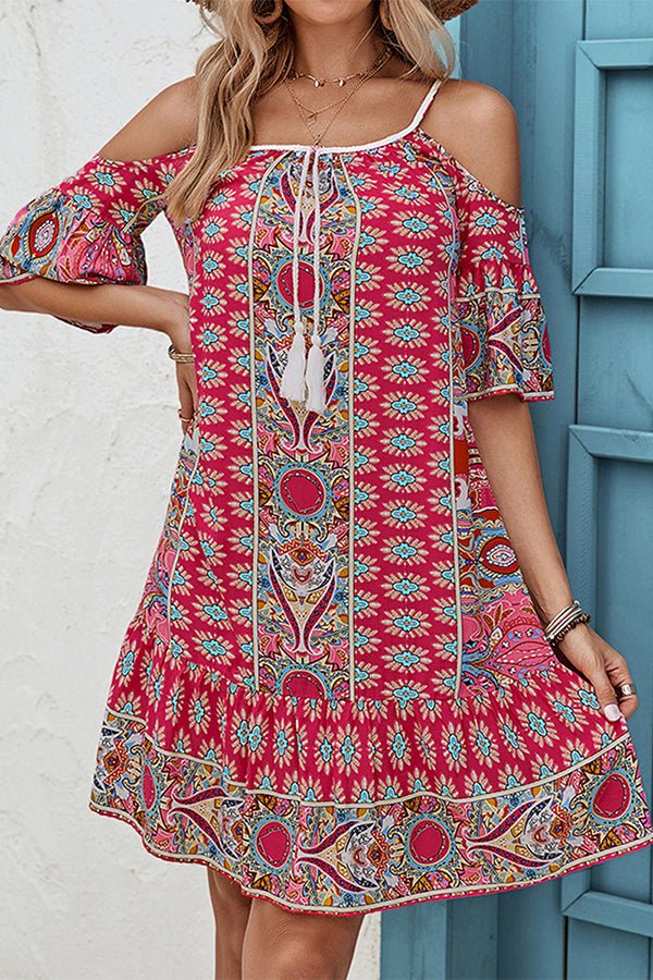 Bohemia Print Off The Shoulder Loose Style Dress