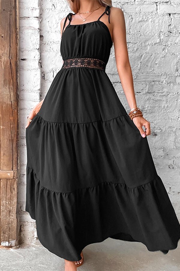 Solid Color Hollow Waist Casual Dress - Image 3
