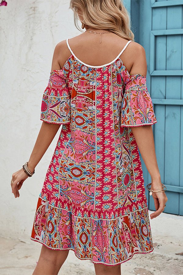 Bohemia Print Off The Shoulder Loose Style Dress - Image 4