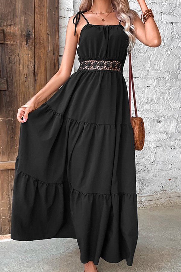 Solid Color Hollow Waist Casual Dress - Image 4
