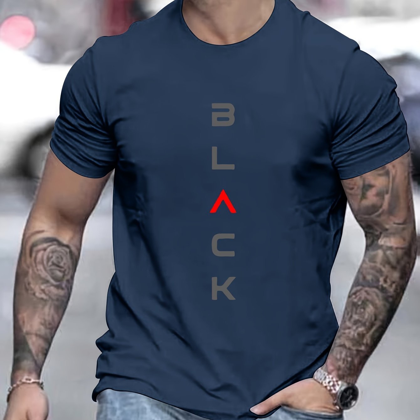 Men??s Dark Printing Print Sports Casual Commuting All-match Short-Sleeve T-shirt Side-by-side Optional - Image 2