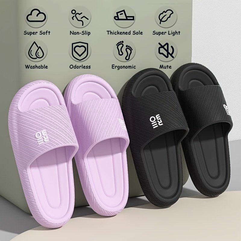 Women??s Letter Design Slides, Casual Open Toe Soft Sole Shoes, Comfortable Slip On Slides - Image 9