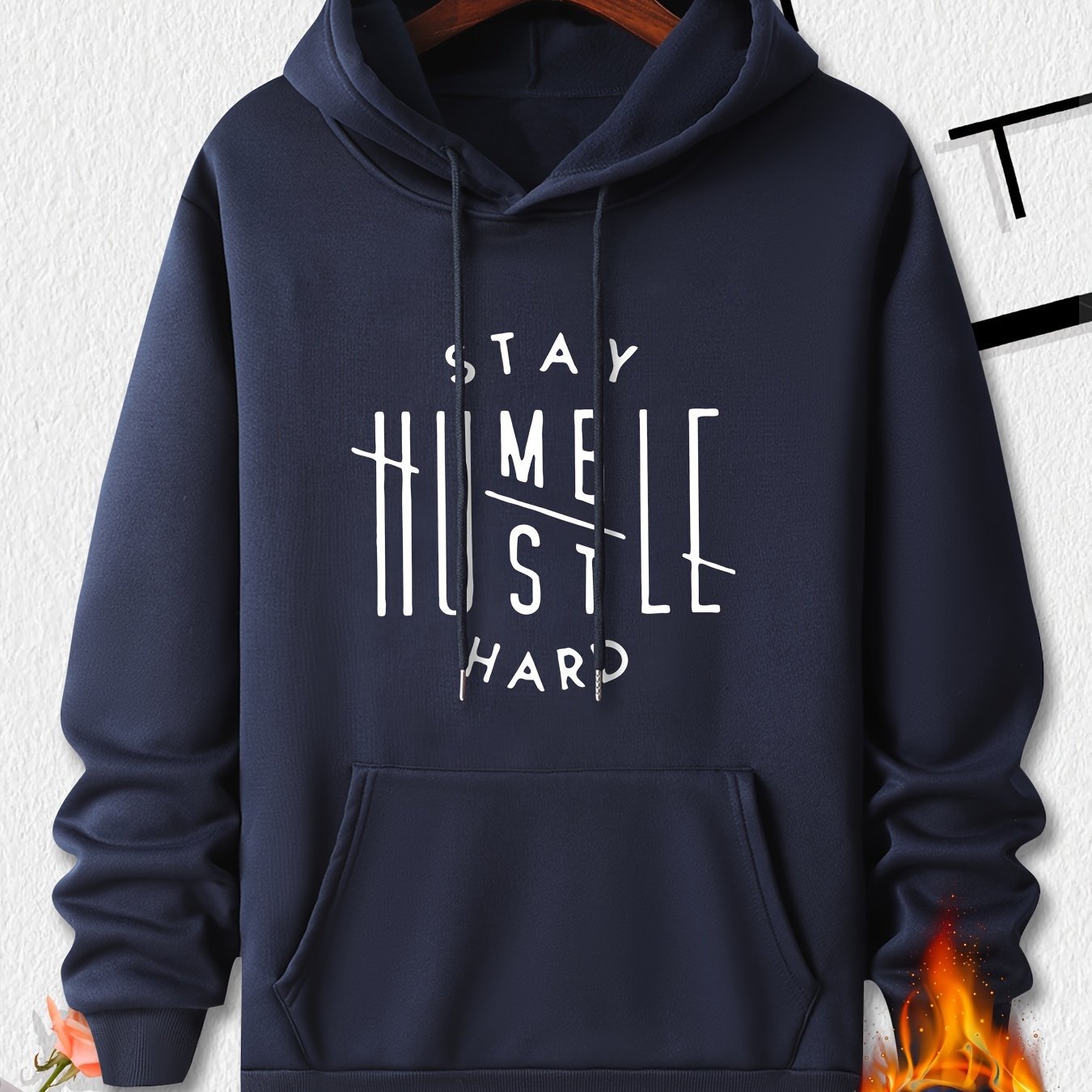 Stay Humble & Hustle Print Hoodie, Cool Hoodies For Men, Men??s Casual Graphic Design Pullover Hooded Sweatshirt With Kangaroo Pocket Streetwear For Winter Fall, As Gifts - Image 9