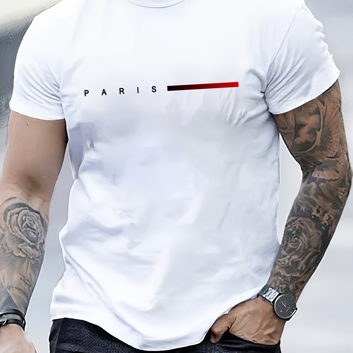 Creative Letter Print, Men??s Graphic Design Crew Neck T-shirt, Casual Comfy Tees For Summer, Men??s Clothing Tops For Daily Gym Workout Running - Image 5