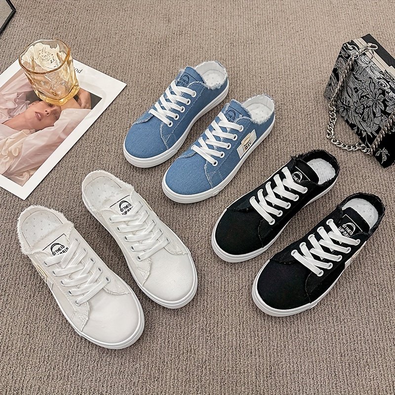 Casual Women??s Slip-On Sneakers, Breathable Backless Flat Shoes, Lightweight Flat Outdoor Mule Shoes - Image 7