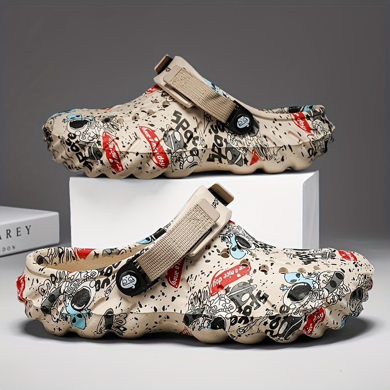 Unisex Graffiti Print Clogs, Fashion Breathable EVA Summer Beach Slide Shoes, Casual Outdoor Garden Sandals - Image 3