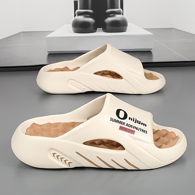 Unisex Trendy Colour Block Open Toe Breathable Slippers With Massage Grains, Comfy Non Slip Durable EVA Sole Slides For Men??s & Women??s Indoor Activities - Image 4