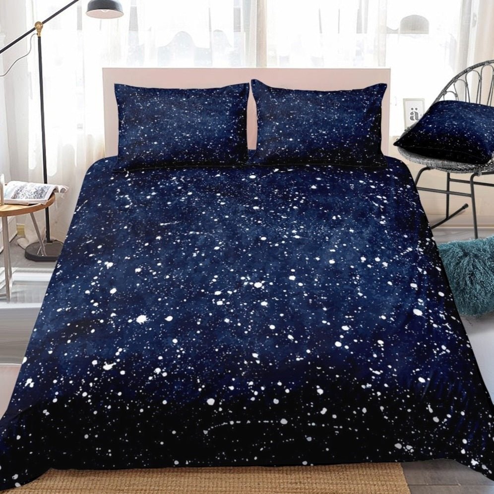 2/3-Piece Blue Space Star Constellation Print Duvet Cover Set