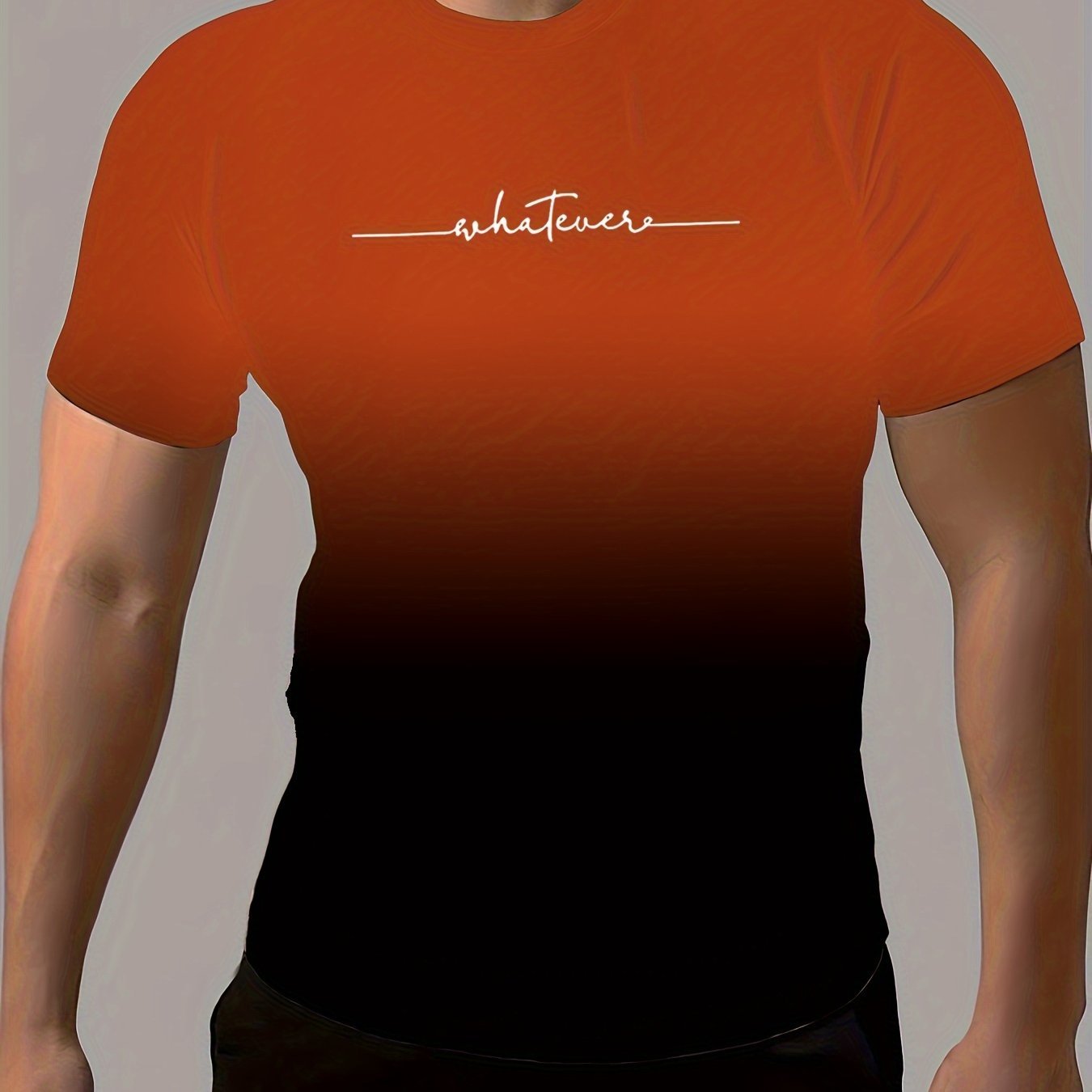 Men??s Fashion Gradient Color Sports T-shirt, Casual Stretch Round Neck Tee Shirt For Summer - Image 7