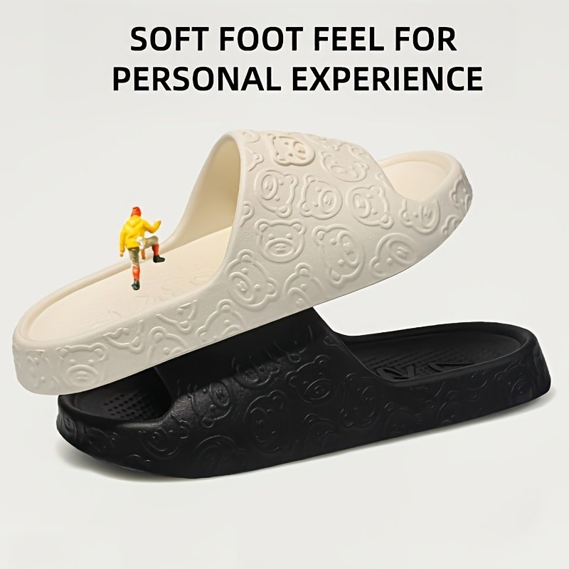 Cute Cartoon Bear Pattern Slides, Casual Soft Sole Pillow Slides, Comfortable Indoor Home Slides - Image 9