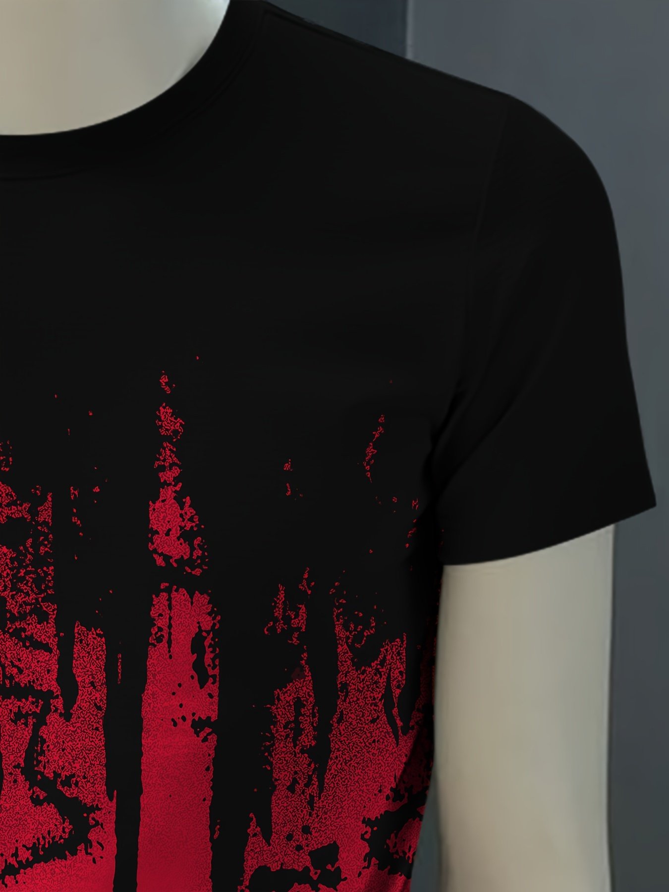 Men??s Gradient Color Running Leopard And Paint Mark Pattern Print T-shirt With Crew Neck And Short Sleeve, Perfect Tops For Outdoors Activities - Image 7