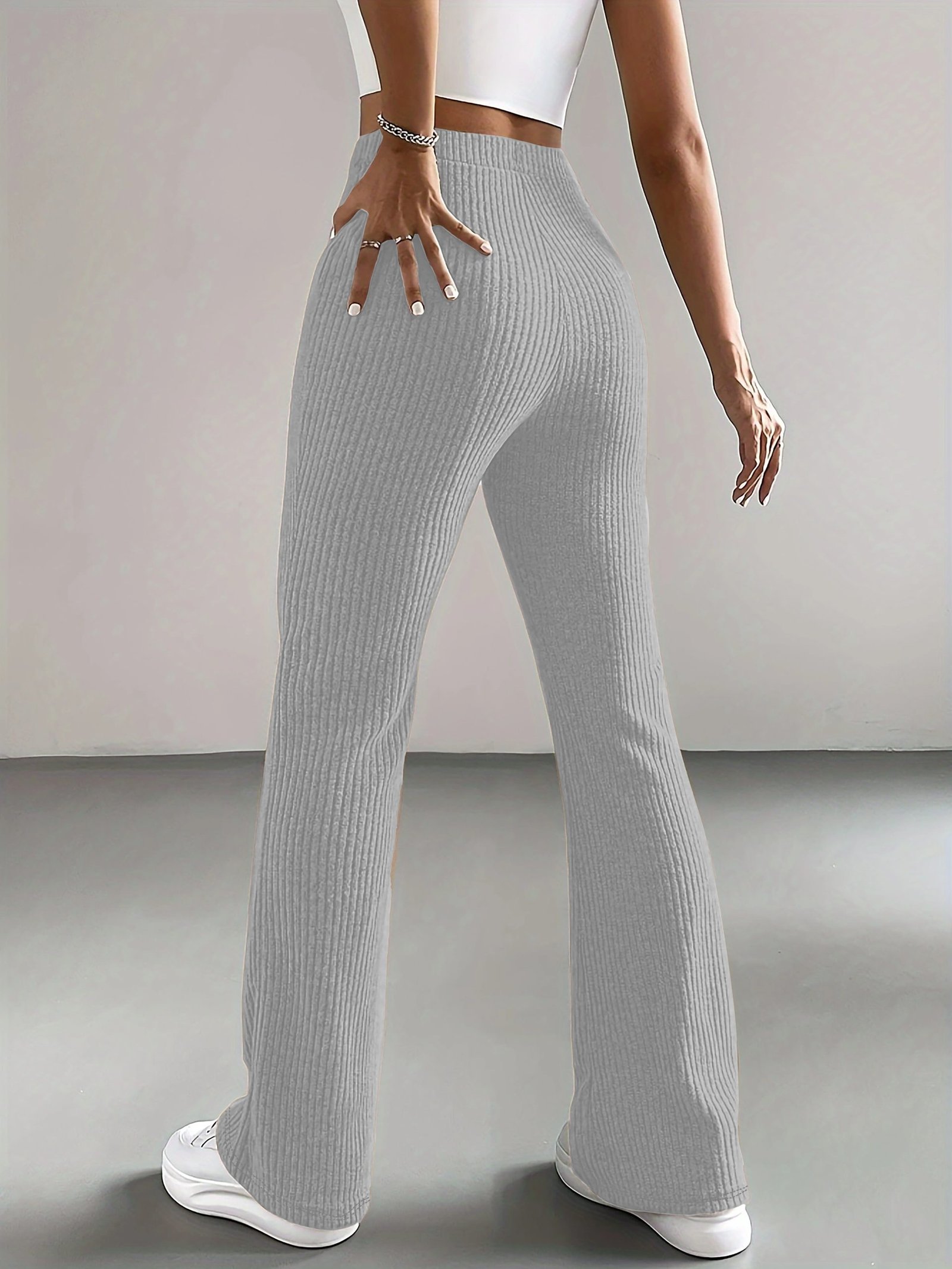 Solid High Waist Pants, Elegant Flare Leg Pants, Women??s Clothing - Image 7