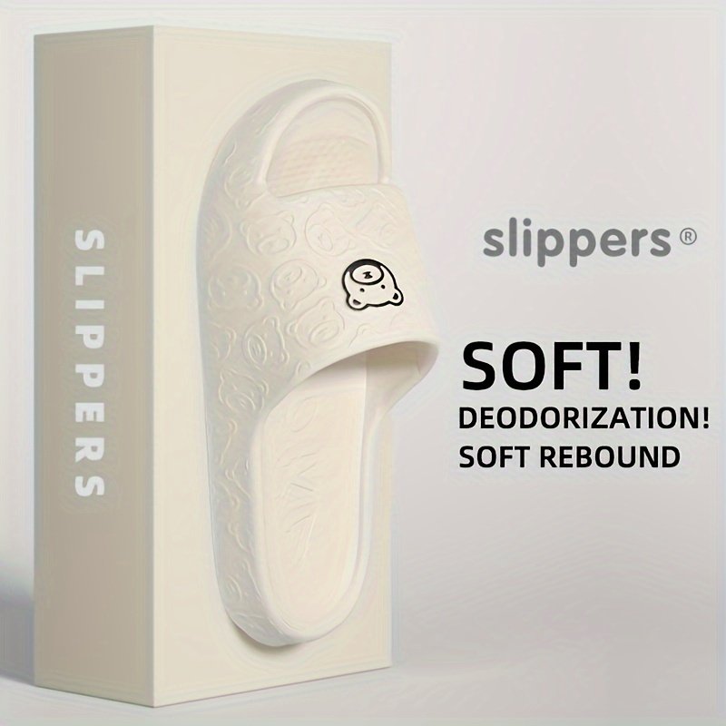 Cute Cartoon Bear Pattern Slides, Casual Soft Sole Pillow Slides, Comfortable Indoor Home Slides - Image 5