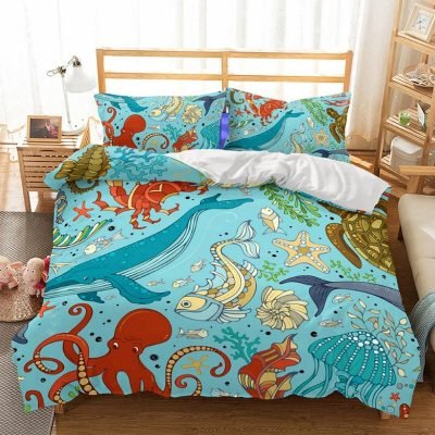 2/3-Piece Kids Cartoon Sea Creature Duvet Cover Set