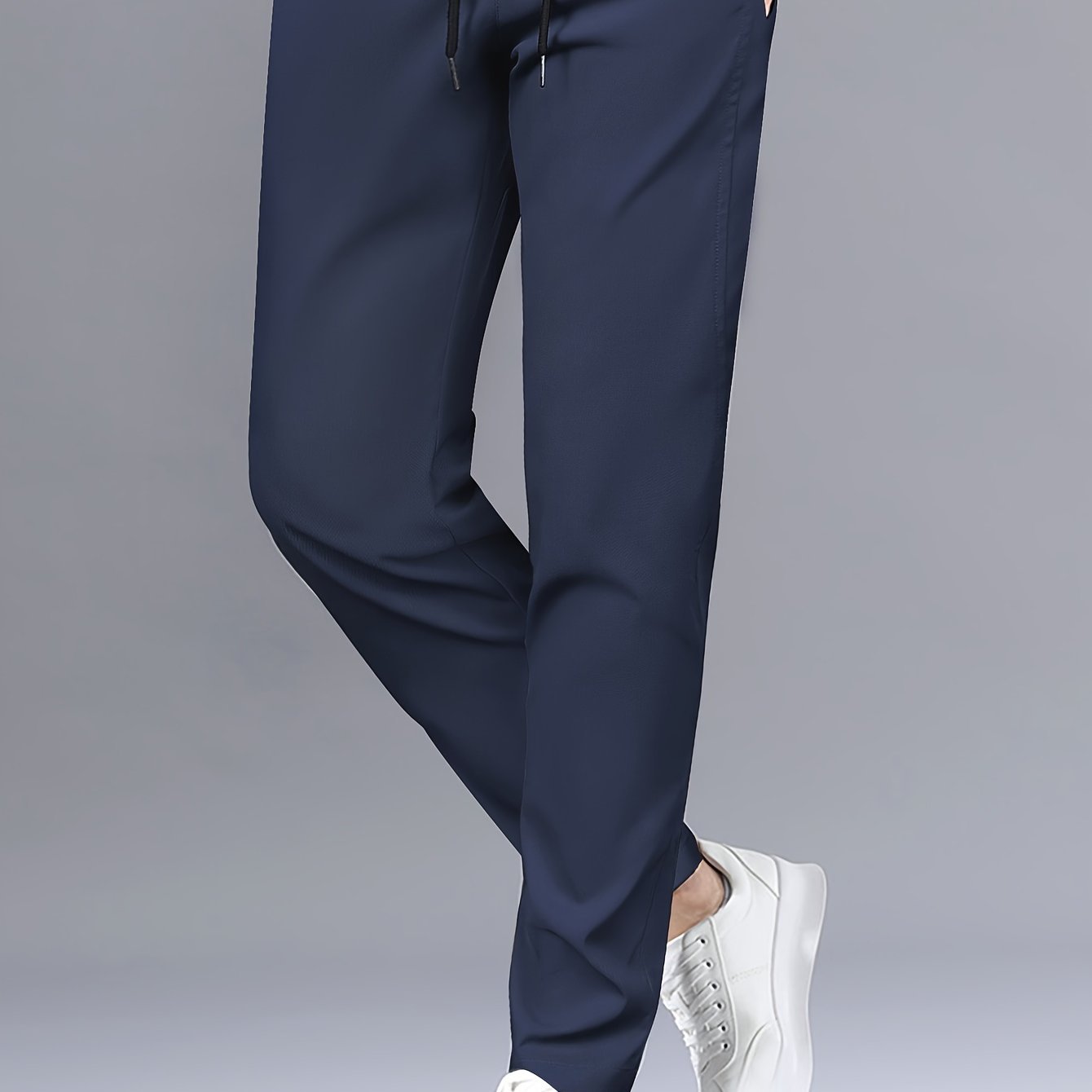 Men??s Stylish Solid Pants With Pockets, Casual Breathable Drawstring Men??s Trousers For Outdoor Activities - Image 6