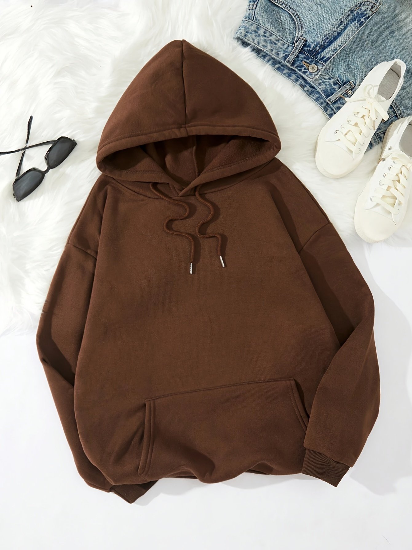 Inspirational Quote Hoodie, ??Faith Over Fear?? Letter Print Hooded Sweatshirt, Casual Pullover, Long Sleeve, Kangaroo Pocket, Adjustable Drawstring, Fashion - Image 3
