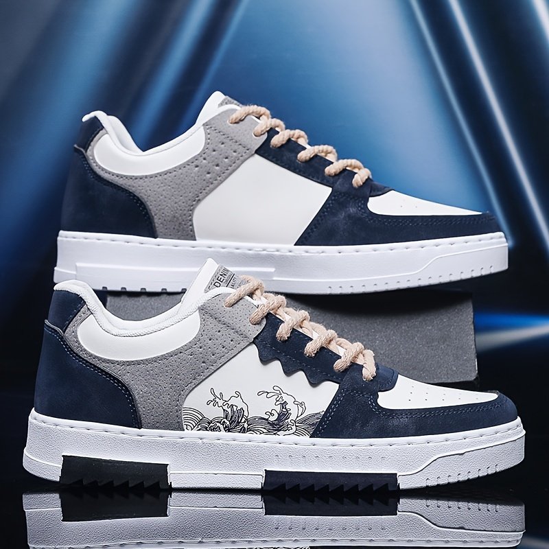 Men??s Trendy Street Style Wave Pattern Low Top Skateboard Shoes, Comfy Non Slip Lace Up Sneakers For Men??s Outdoor Activities - Image 8
