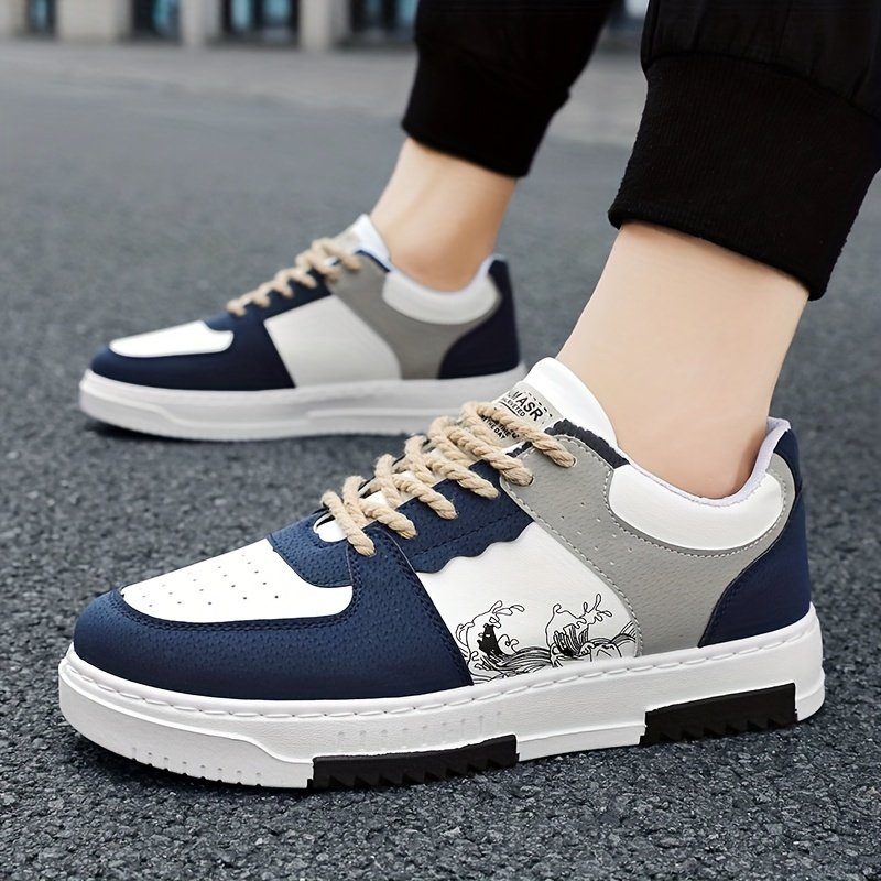Men??s Trendy Platform Shoes Color Block With Spoondrift Pattern Lace Up Non Slip Durable Comfy For Outdoor Campus Walking Street Jogging Traveling All Seasons - Image 8