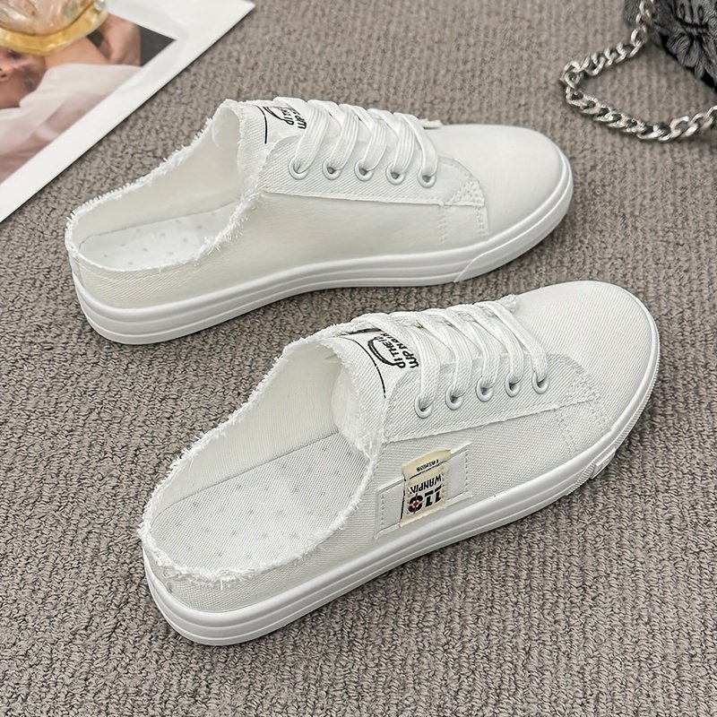 Casual Women??s Slip-On Sneakers, Breathable Backless Flat Shoes, Lightweight Flat Outdoor Mule Shoes - Image 3