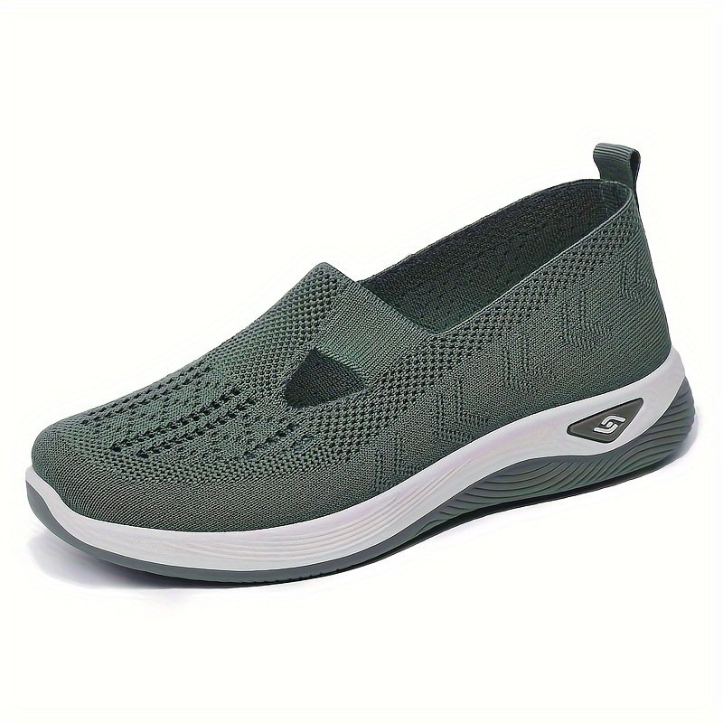 Women??s Solid Color Knitted Sneakers, Soft Sole Platform Casual Walking Shoes, Low-top Breathable Daily Shoes - Image 14
