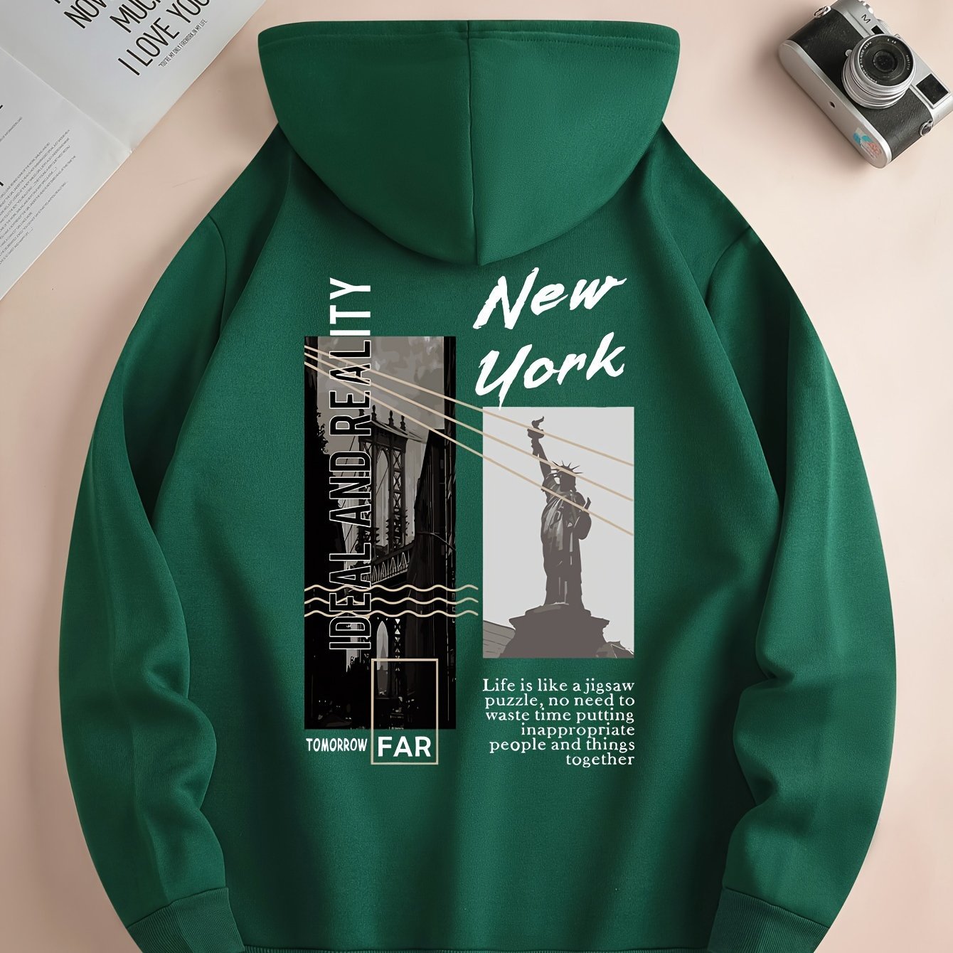 NEW YORK Print Hoodie, Cool Hoodies For Men, Men??s Casual Pullover Hooded Sweatshirt With Kangaroo Pocket Streetwear For Winter Fall, As Gifts - Image 5