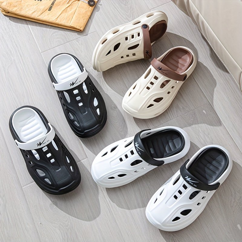 Men??s Trendy Hollow Out Colour Block Slippers, Comfy Non Slip Durable Backless Slides For Men??s Outdoor Activities - Image 4