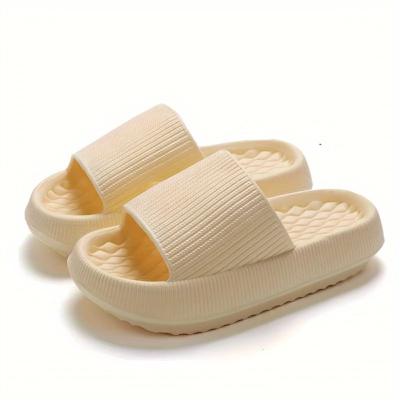 Simple Solid Color Slides, Casual Open Toe Soft Sole Shoes, Comfortable Indoor Home Bathroom Slides - Image 4