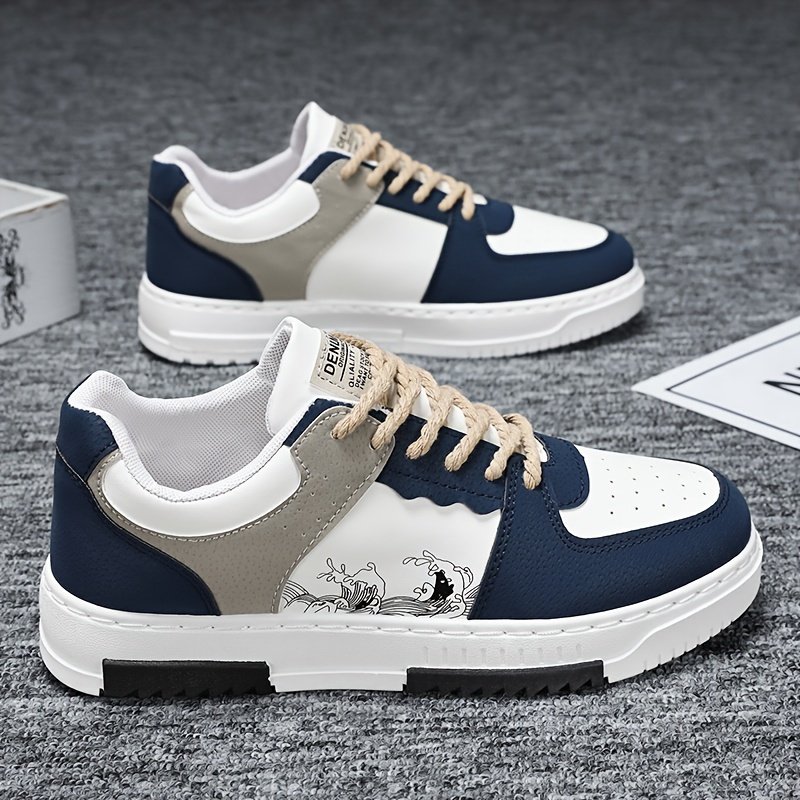 Men??s Trendy Platform Shoes Color Block With Spoondrift Pattern Lace Up Non Slip Durable Comfy For Outdoor Campus Walking Street Jogging Traveling All Seasons - Image 3