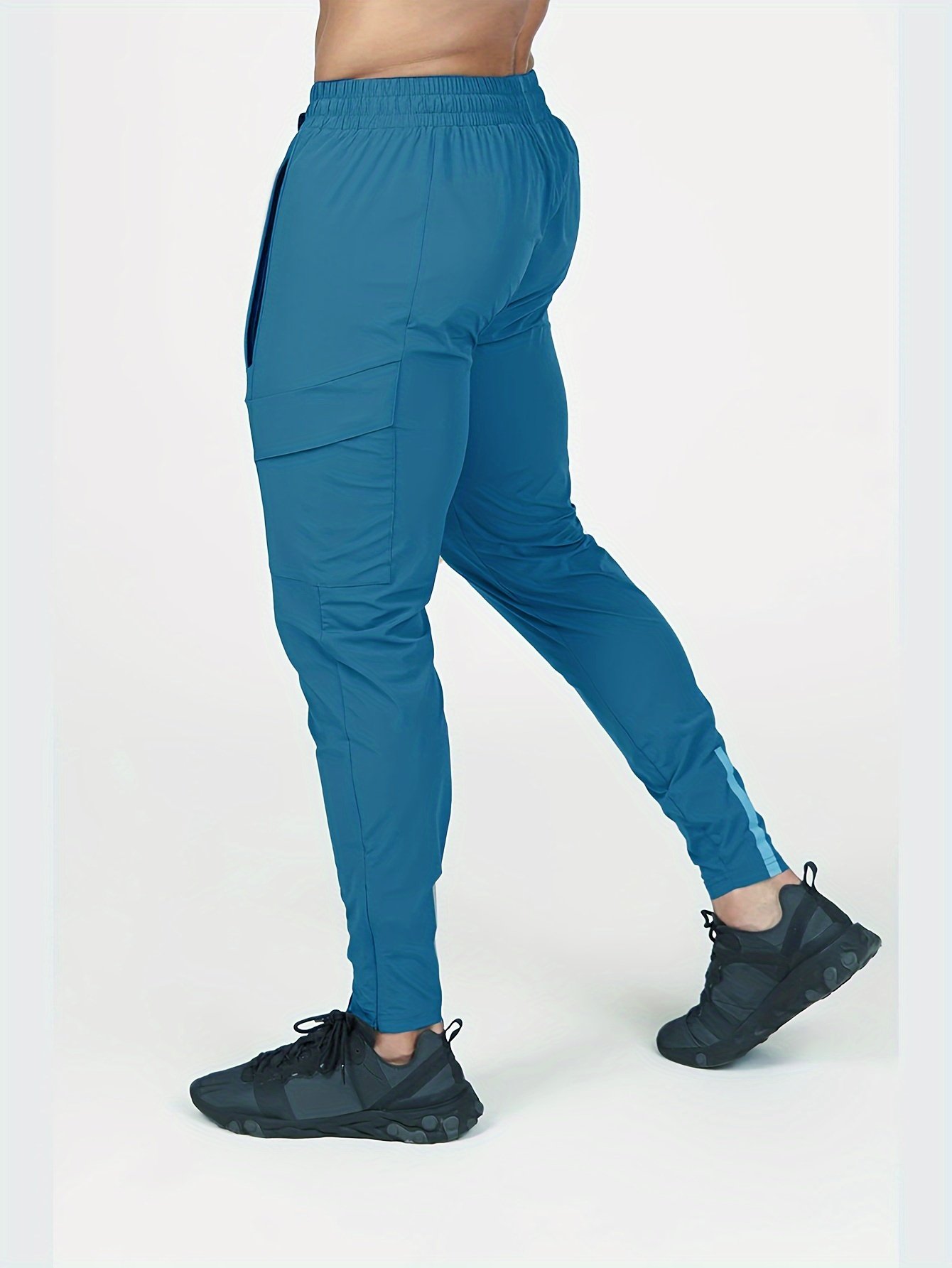Men??s Solid Color And Letter Print Sports Pants With Drawstring And Pockets, Casual And Chic Trousers For All Seasons Sports And Outdoors Activities - Image 9