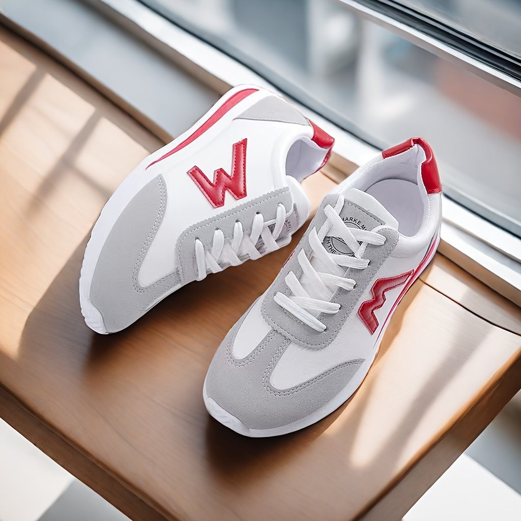 Women??s Colorblock Casual Sporty Trainers, Platform Soft Sole Lace Up Walking Shoes, Low-top Running Sneakers - Image 7