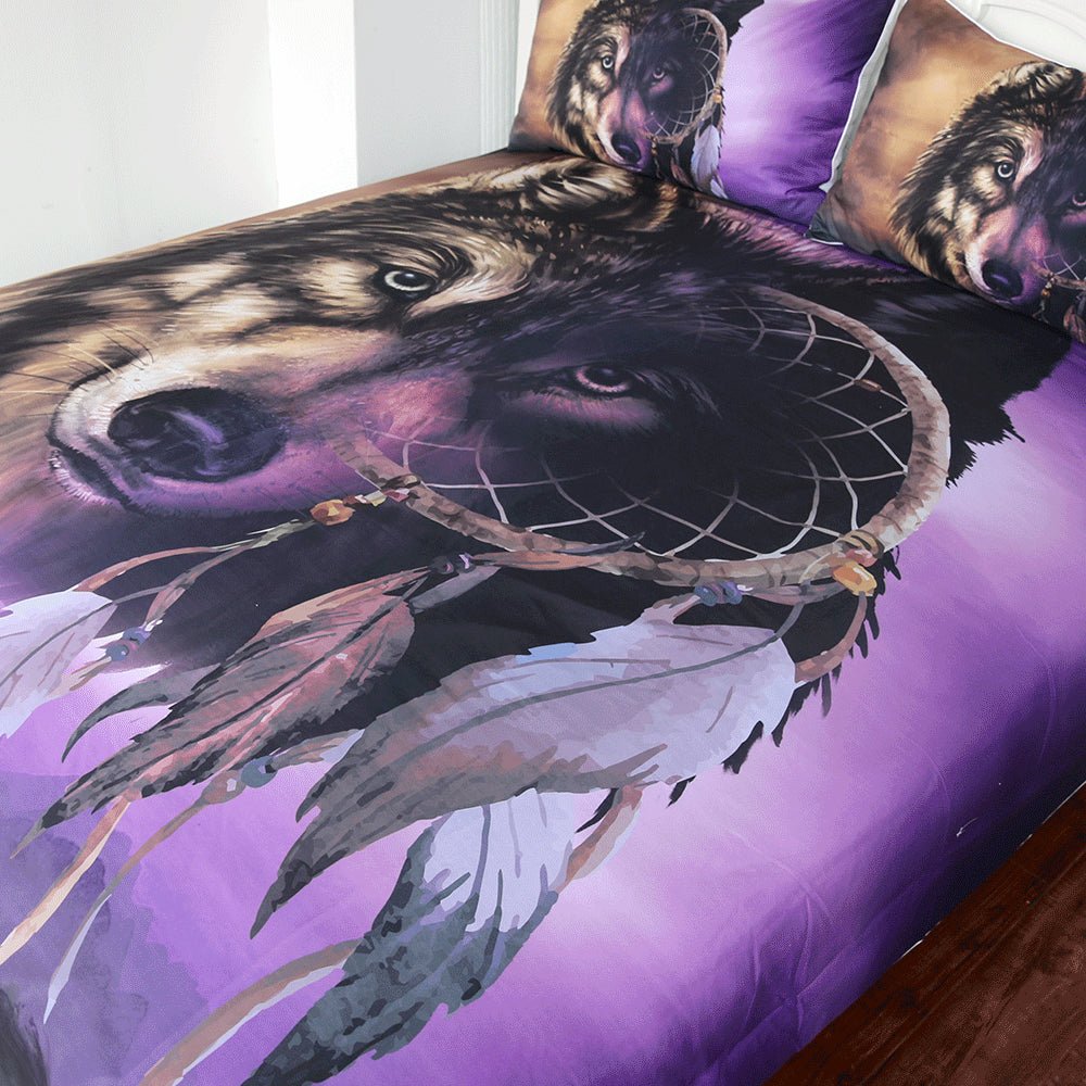 3-Piece Mystical Dreamcatcher Wolf Duvet Cover Set - Image 2