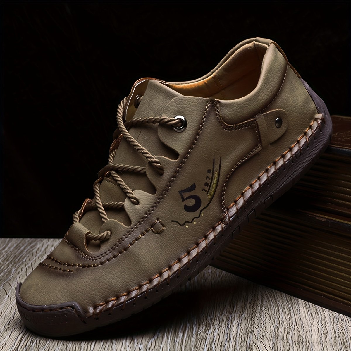 Men??s Handmade Stitching Casual Shoes Flats Outdoor Walking Sneakers - Image 9