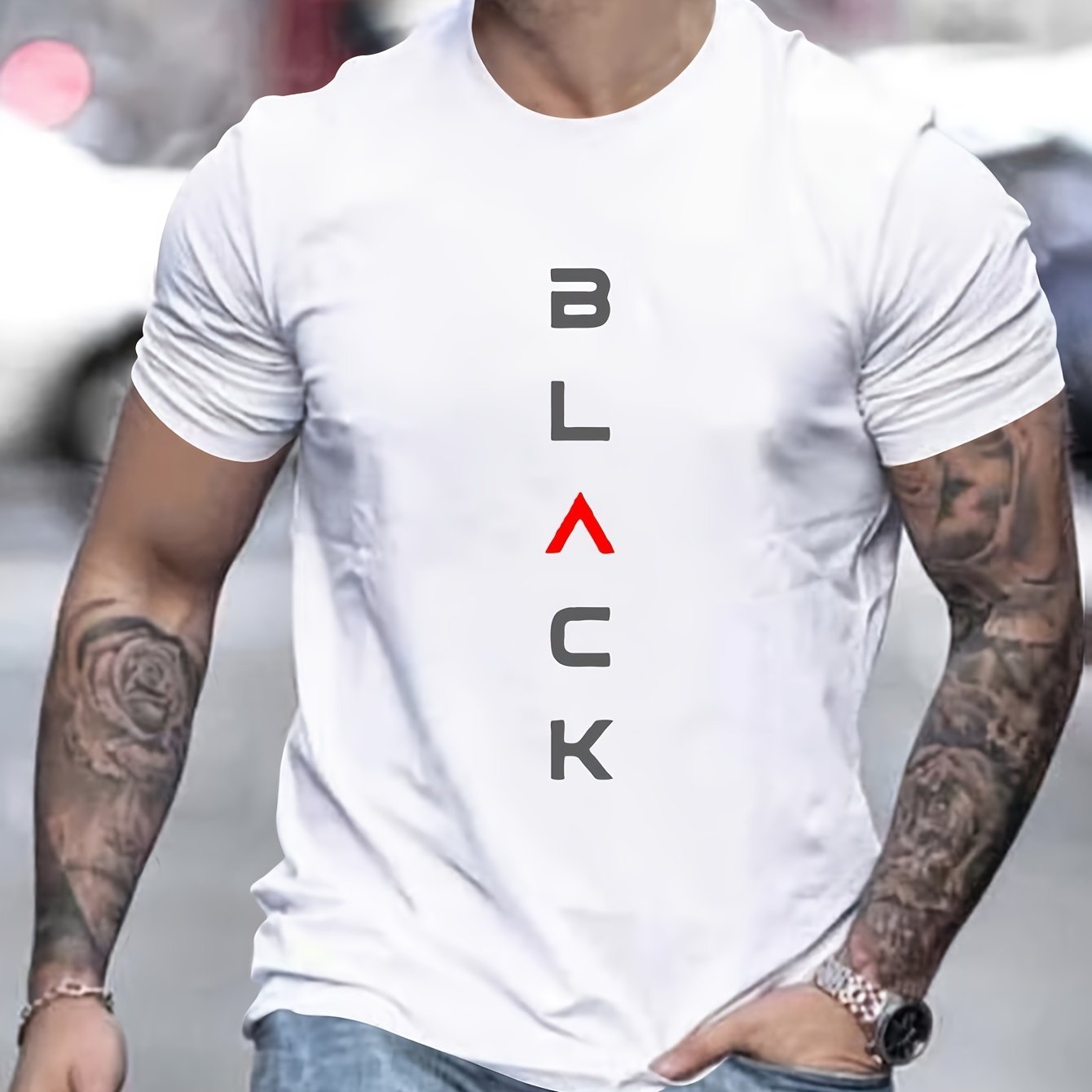 Men??s Dark Printing Print Sports Casual Commuting All-match Short-Sleeve T-shirt Side-by-side Optional - Image 4