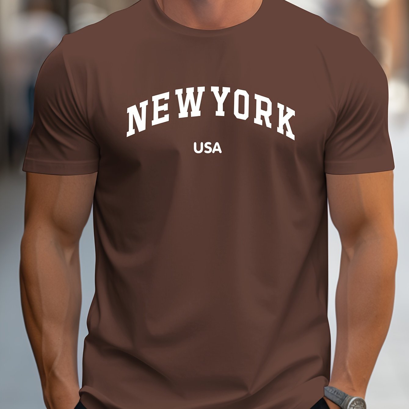 ??NEW YORK USA?? Print, Men??s Novel Design T-shirt, Casual Comfy Tees For Summer, Men??s Clothing Tops For Daily Activities - Image 4